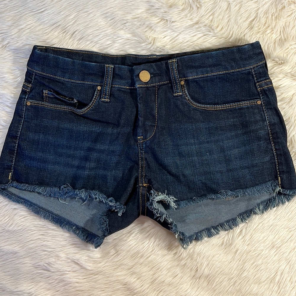 Blank NYC Little Queenie Denim Shorts with Frayed Hem, size 26